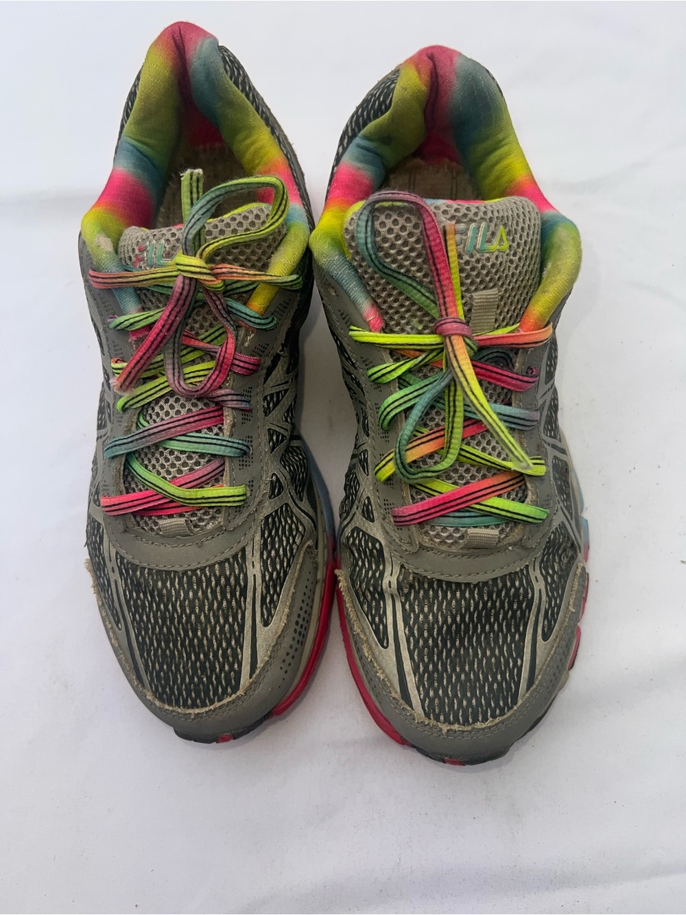 Fila Women's Gray Running Shoes with Rainbow Accents